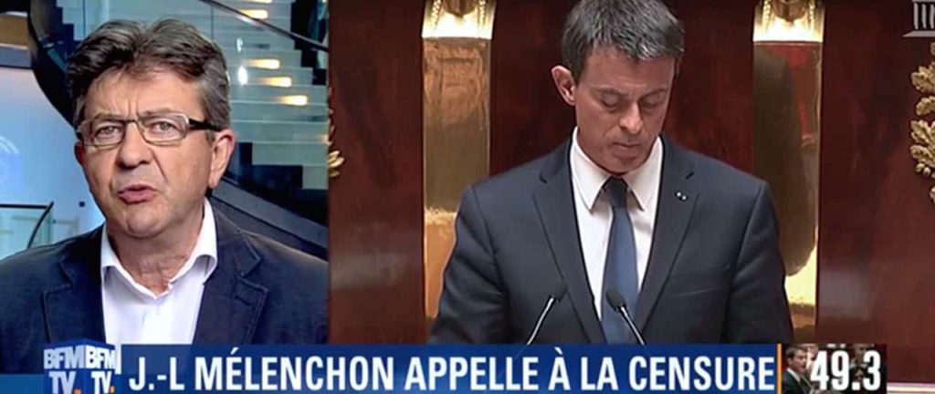 melenchon censure 49.3 valls hollande el khomri