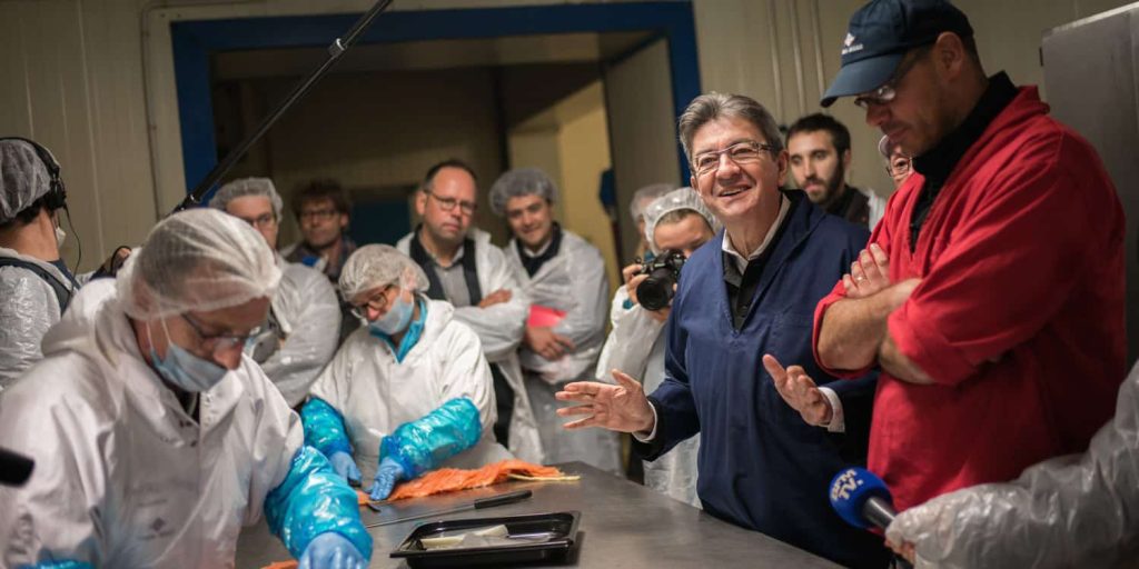 Visite d'une entreprise de salaison par Jean-Luc Melenchon